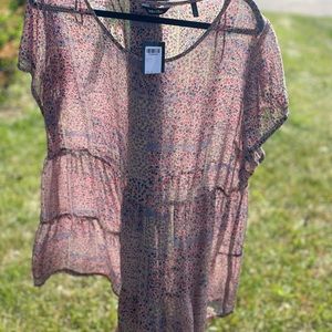 Sheer multicolored floral blouse